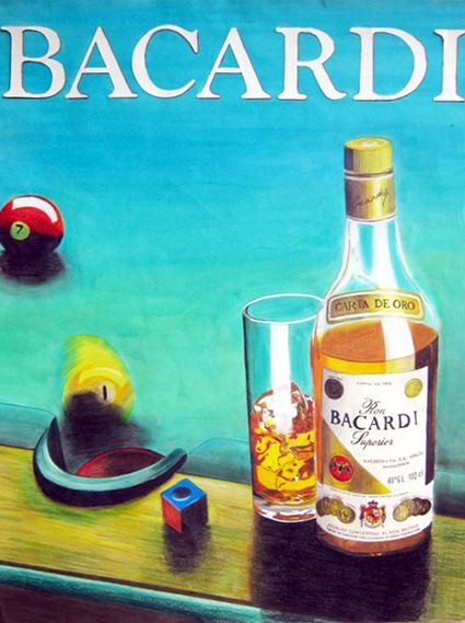 Illustration Bacardi Aquarell, Farbstifte und Tempera