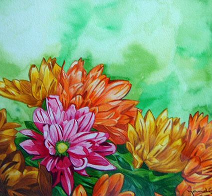 Illustration Blumen Aquarell und Farbstifte