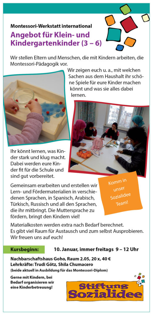 Flyer Montessori Werkstatt