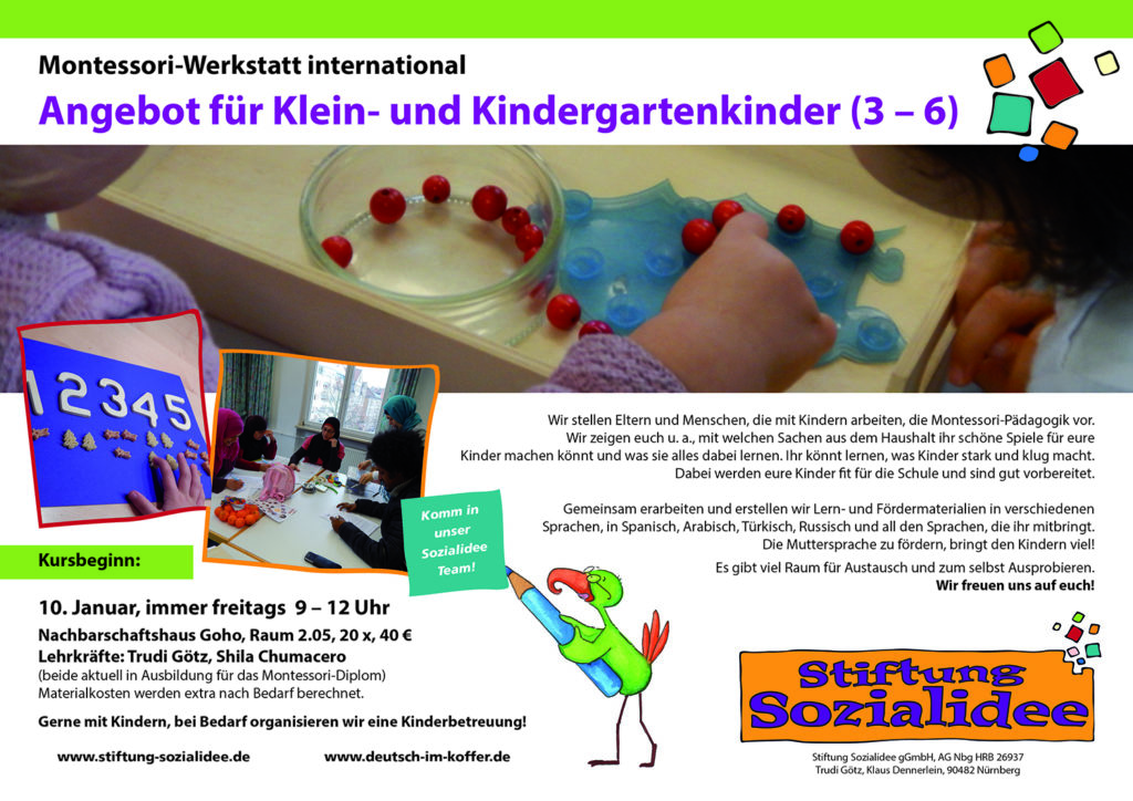 Plakat Montessori Werkstatt Stiftung Sozialidee